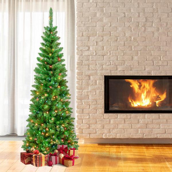 National Tree Company 7.5 Ft. Pre-Lit Rowan Pencil Slim Tree With Multicolor Lights