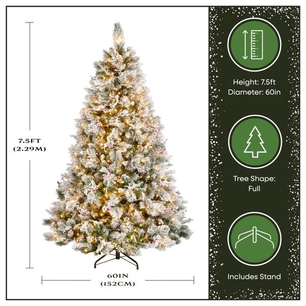 National Tree Company 7.5 Ft. Pre-Lit Snowy Bedford Pine Tree With Clear Lights