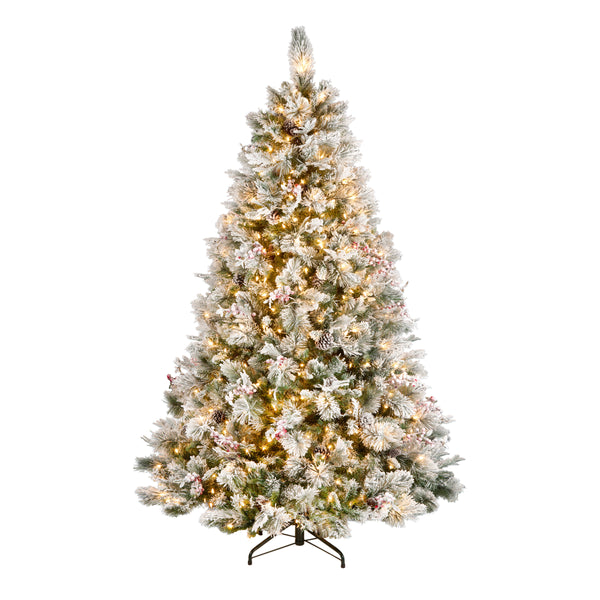 national tree company 7.5 ft. Pre-Lit Snowy Bedford Pine Tree with Clear Lights