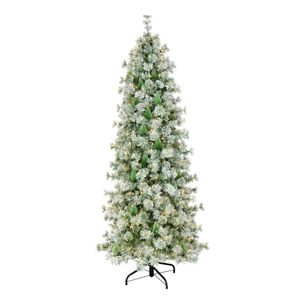 national tree company 7.5 ft. Pre-Lit Snowy Bottle Brush Slim Tree with Clear Lights