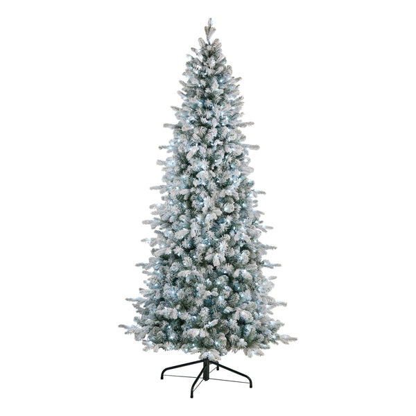 National Tree Company 7.5 Ft. Pre-Lit Snowy Comet Slim Blue Tree With LED Lights