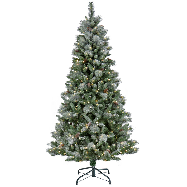 national tree company 7.5 ft. Pre-Lit Snowy Conconully Tree with LED Lights