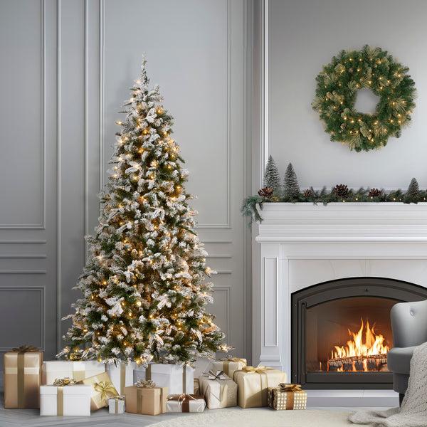 National Tree Company 7.5 Ft. Pre-Lit Snowy Everest Fir Medium Tree With Clear Lights