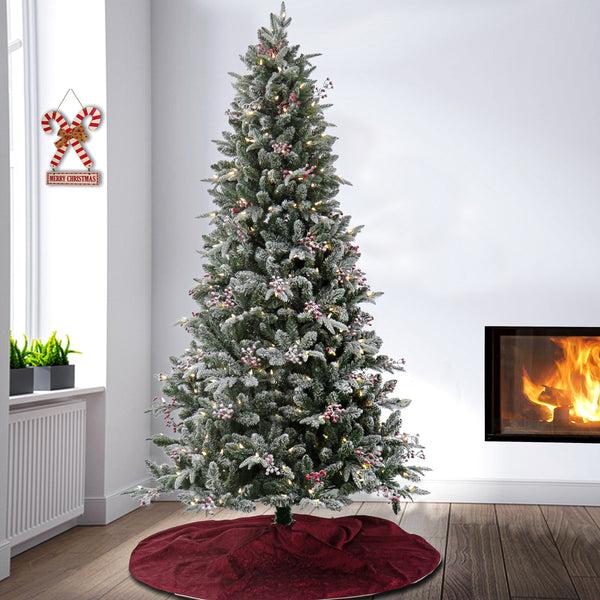 National Tree Company 7.5 Ft. Pre-Lit Snowy Poechmann Fir Tree With LED Lights