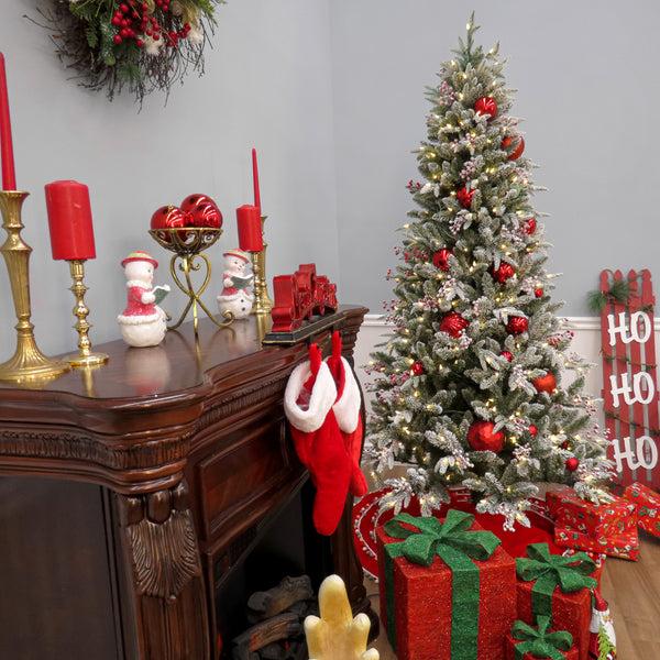 National Tree Company 7.5 Ft. Pre-Lit Snowy Poechmann Fir Tree With LED Lights