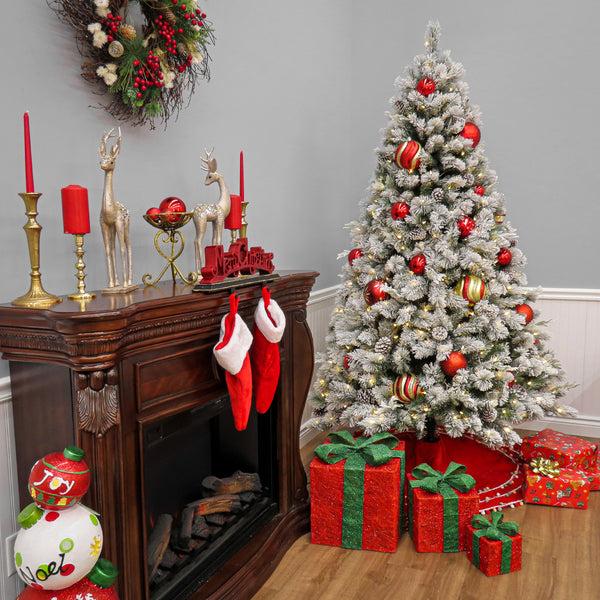 National Tree Company 7.5 Ft. Pre-Lit Snowy Silver Hill Pine Tree With LED Lights