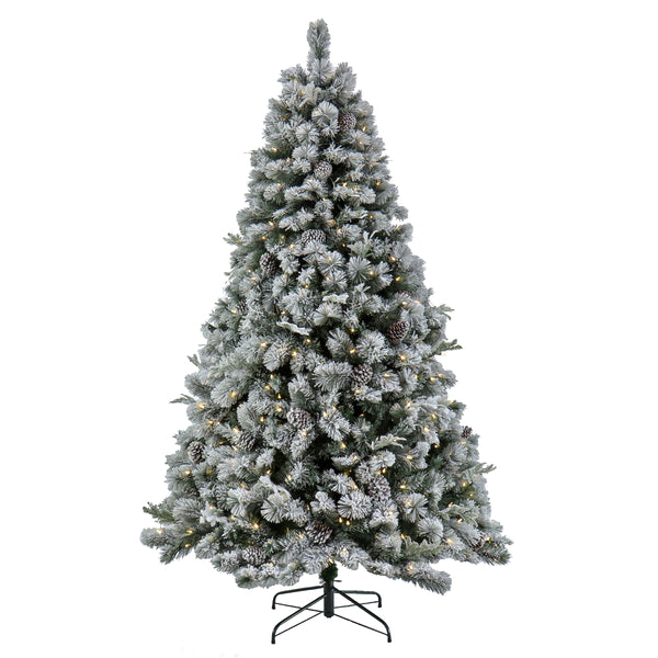 national tree company 7.5 ft. Pre-Lit Snowy Silver Hill Pine Tree with LED Lights