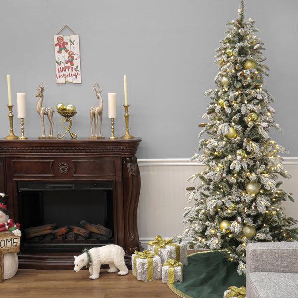 National Tree Company 7.5 Ft. Pre-Lit Snowy Vintin Fir Tree With LED Lights