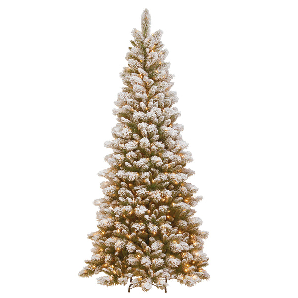 national tree company 7.5 ft. Pre-Lit Snowy Westwood Pine Slim Tree with Clear Lights