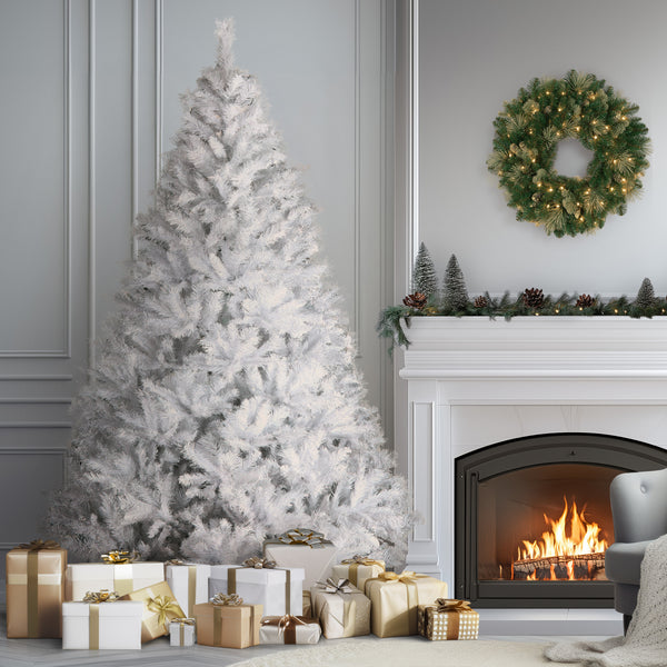 National Tree Company 7.5 Ft. Pre-Lit Winchester Pine White Tree With Clear Lights And Silver Glitter