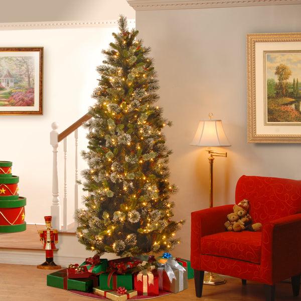 National Tree Company 7.5 Ft. Pre-Lit Wintry Pine Slim Tree With Clear Lights