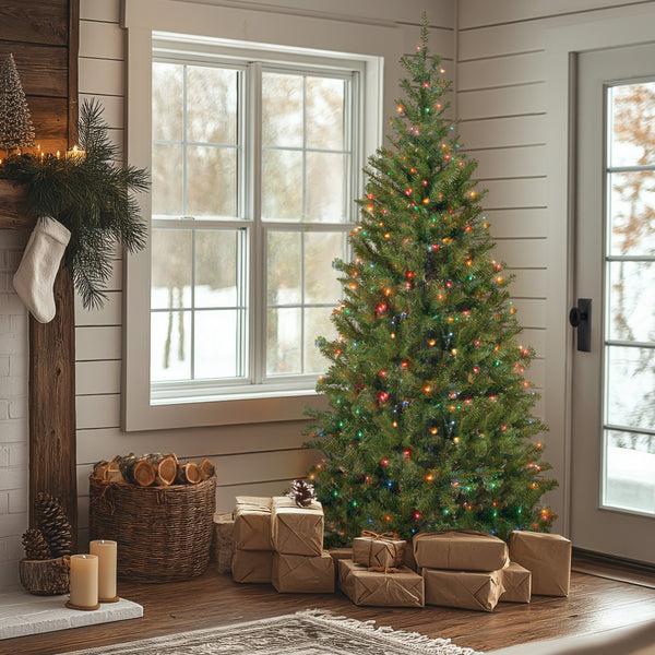 National Tree Company 7 Ft. Pre-Lit Aspen Spruce Slim Tree With Multicolor Lights