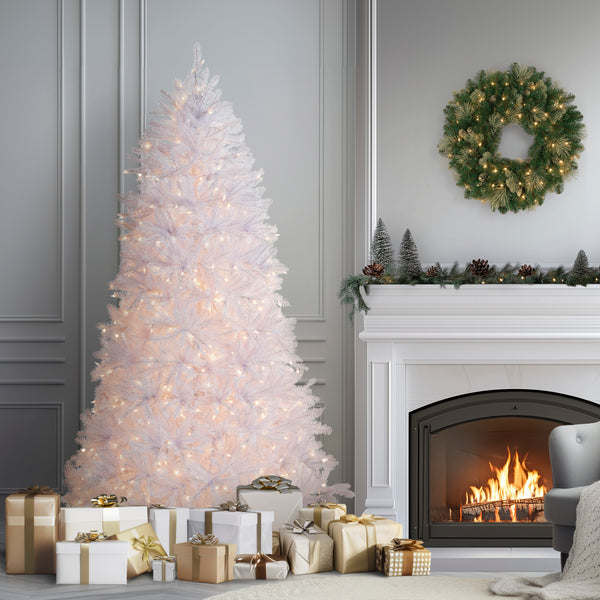 National Tree Company 7 Ft. Pre-Lit Dunhill Fir White Tree With Clear Lights