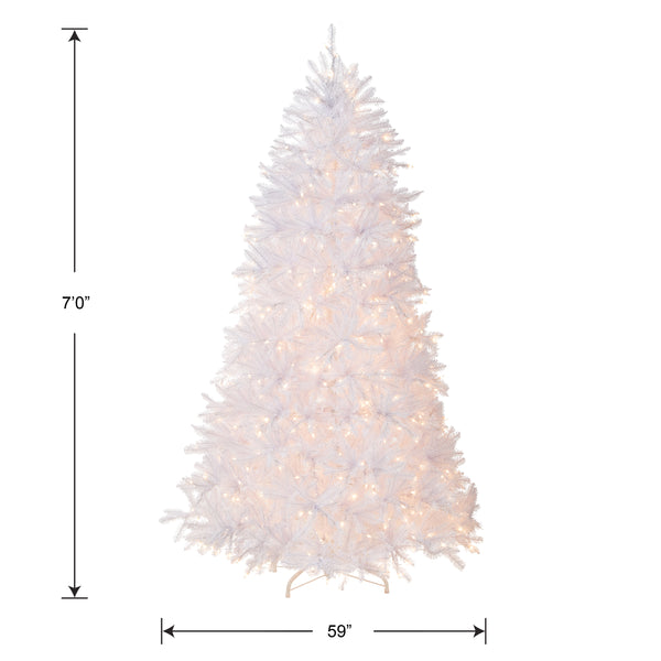 National Tree Company 7 Ft. Pre-Lit Dunhill Fir White Tree With Clear Lights