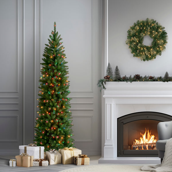 National Tree Company 7 Ft. Pre-Lit Kingswood Fir Pencil Tree With Multicolor Lights