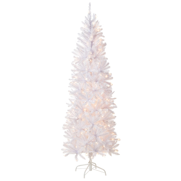 national tree company 7 ft. Pre-Lit Kingswood Fir White Pencil Tree with Clear Lights