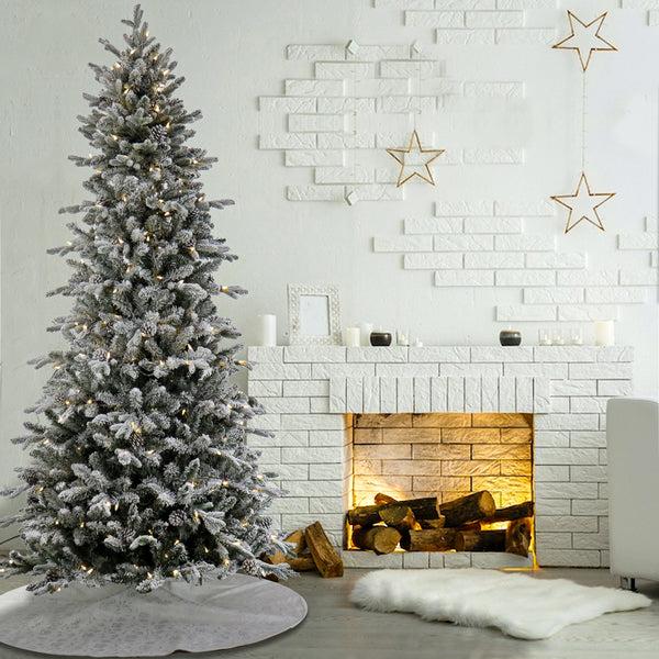 National Tree Company 7 Ft. Pre-Lit Snowy Calton Pine Tree With LED Lights