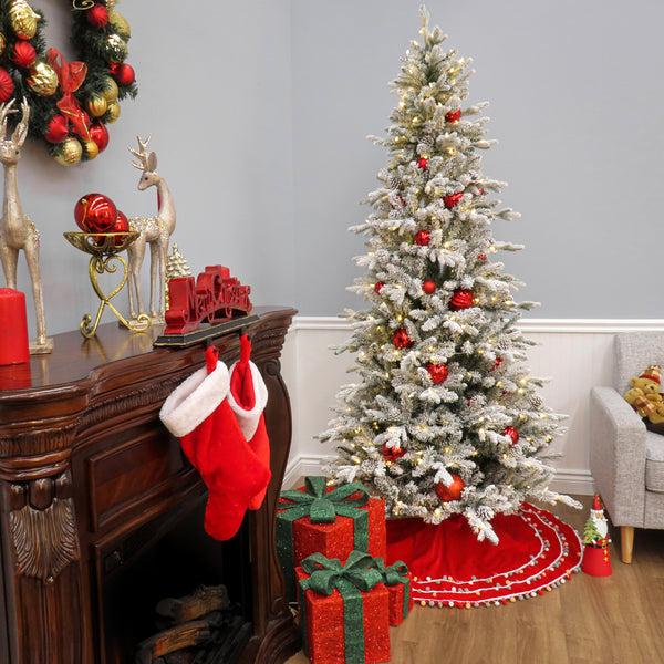 National Tree Company 7 Ft. Pre-Lit Snowy Calton Pine Tree With LED Lights