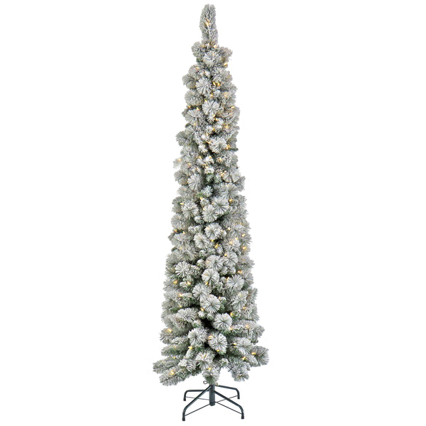 national tree company 7 ft. Pre-Lit Snowy Methow Pencil Slim Tree with LED Lights