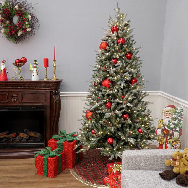 National Tree Company 7 Ft. Pre-Lit Snowy Olallie Pine Tree With LED Lights