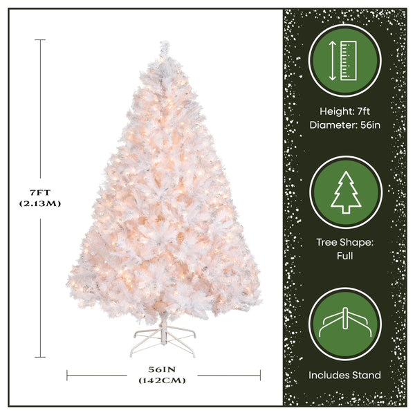 National Tree Company 7 Ft. Pre-Lit Winchester Pine White Tree With Clear Lights