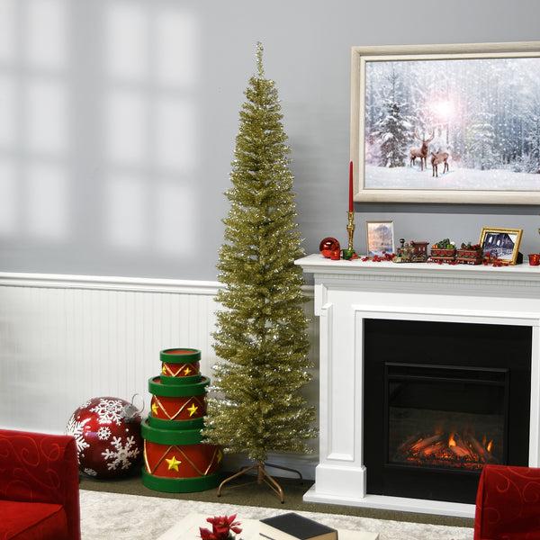 National Tree Company 7 Ft. Tinsel Collection Champagne Gold Tree