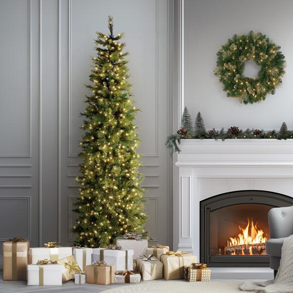 National Tree Company 9 Ft. Pre-Lit Carolina Pine Slim Tree With Clear Lights