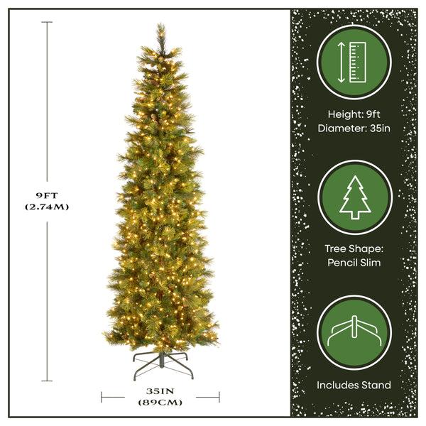 National Tree Company 9 Ft. Pre-Lit Carolina Pine Slim Tree With Clear Lights