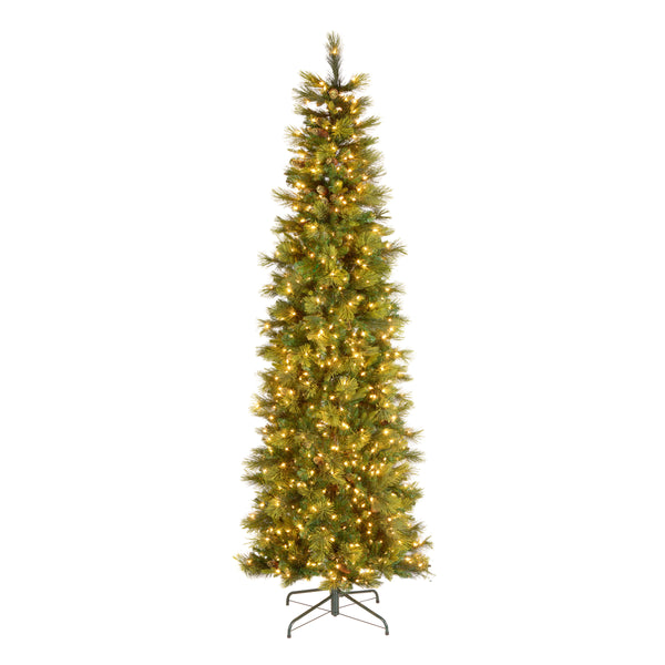 national tree company 9 ft. Pre-Lit Carolina Pine Slim Tree with Clear Lights