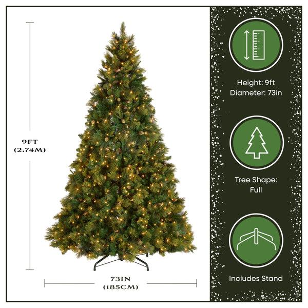 National Tree Company 9 Ft. Pre-Lit Carolina Pine Tree With Clear Lights With 900 Clear Lights