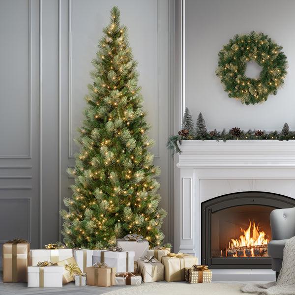 National Tree Company 9 Ft. Pre-Lit Charleston Pine Slim Tree With Clear Lights