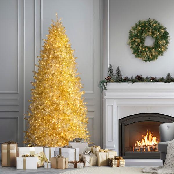 National Tree Company 9 Ft. Pre-Lit Christmas Platinum Metallic Tree