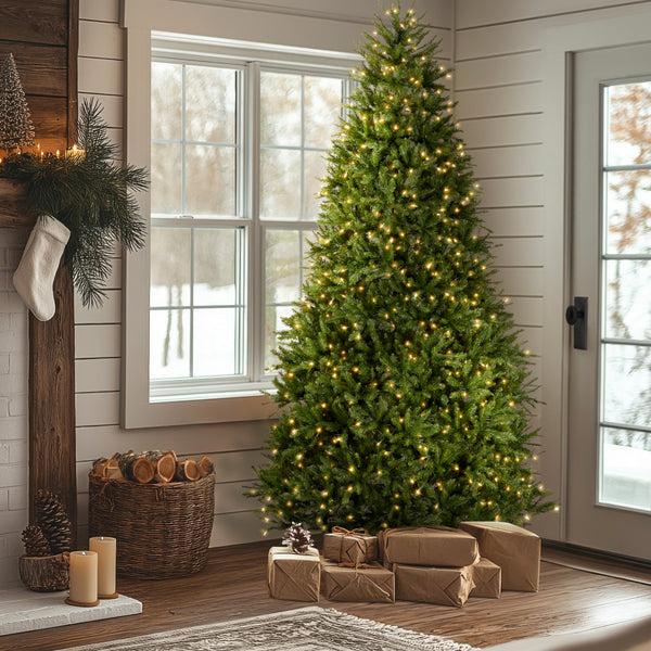 National Tree Company 9 Ft. Pre-Lit Dunhill Fir Tree With PowerConnect Clear Lights