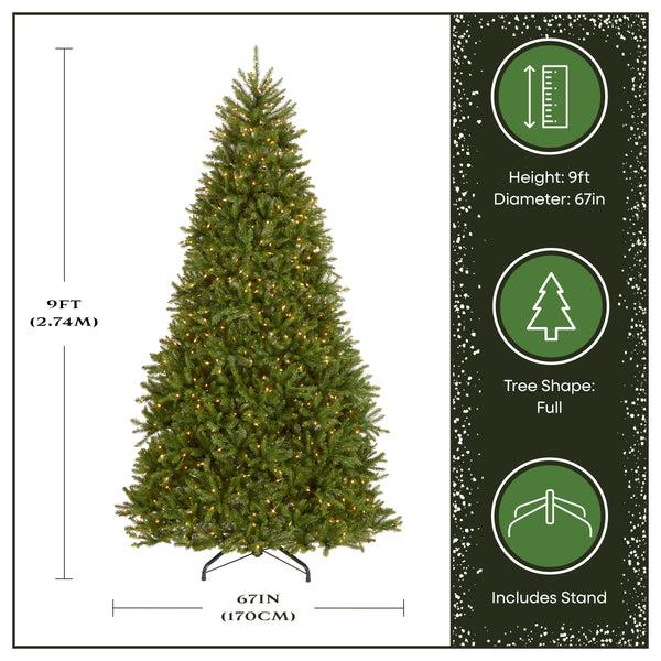 National Tree Company 9 Ft. Pre-Lit Dunhill Fir Tree With PowerConnect Clear Lights