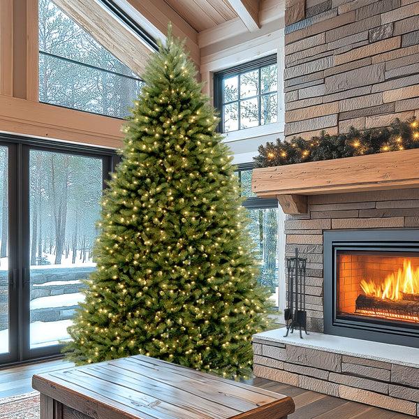 National Tree Company 9 Ft. Pre-Lit Dunhill Fir Tree With PowerConnect Dual Color LED Lights