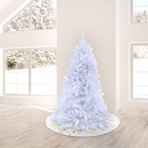National Tree Company 9 Ft. Pre-Lit Millville White Tree With PowerConnect Dual Color LED Lights