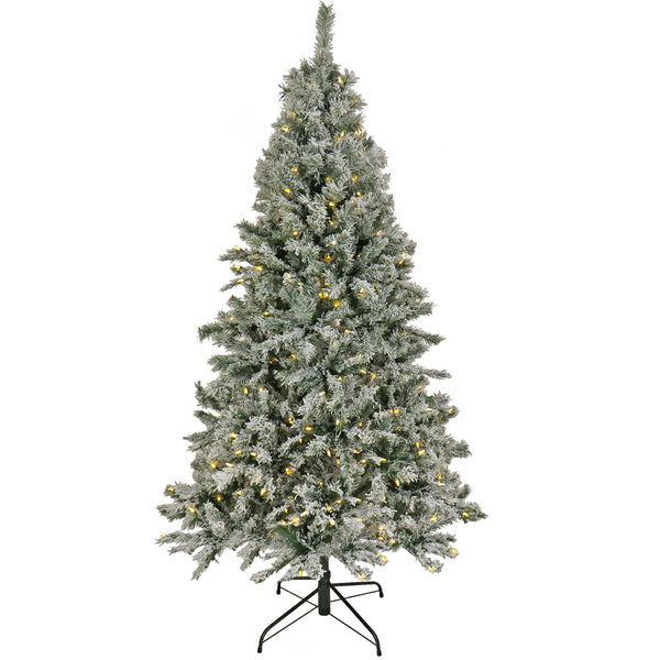 national tree company 9 ft. Pre-Lit Snowy Harwich Tree with PowerConnect Dual Colored LED Lights