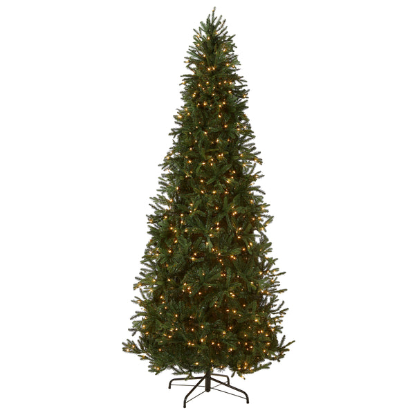 national tree company 9 ft. Pre-Lit Tiffany Fir Slim Tree with Clear Lights - PE Branch Tips