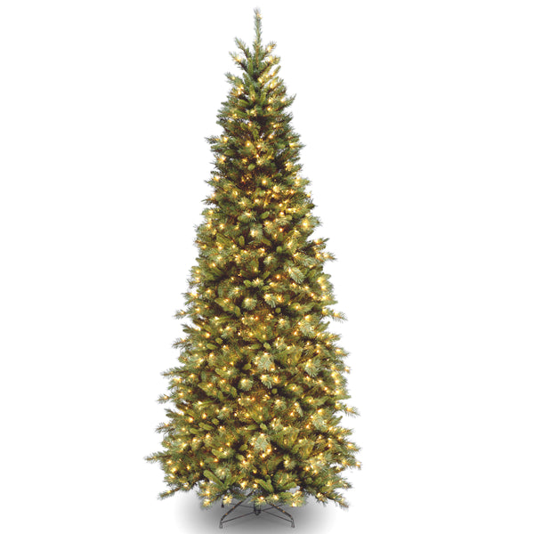 national tree company 9 ft. Pre-Lit Tiffany Fir Slim Tree with Clear Lights - PVC Branch Tips