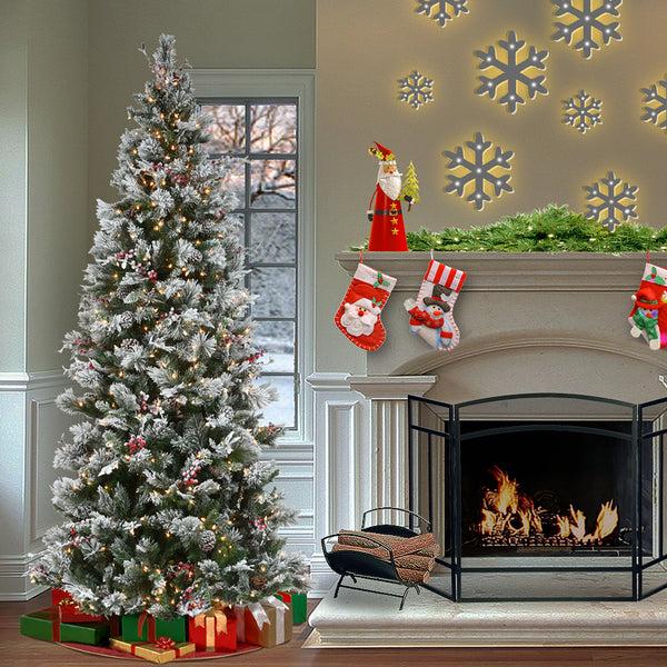 National Tree Company 9ft. Pre-Lit Snowy Bedford Pine Hinged Tree With PowerConnect Clear Lights