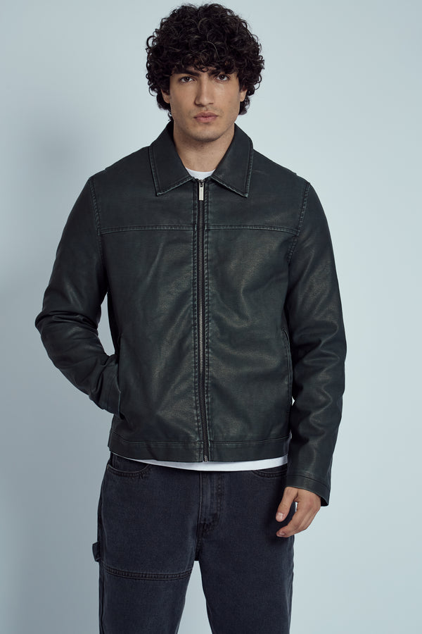 Native Youth ALMOS WASHED EFFECT VEGAN LEATHER JACKET