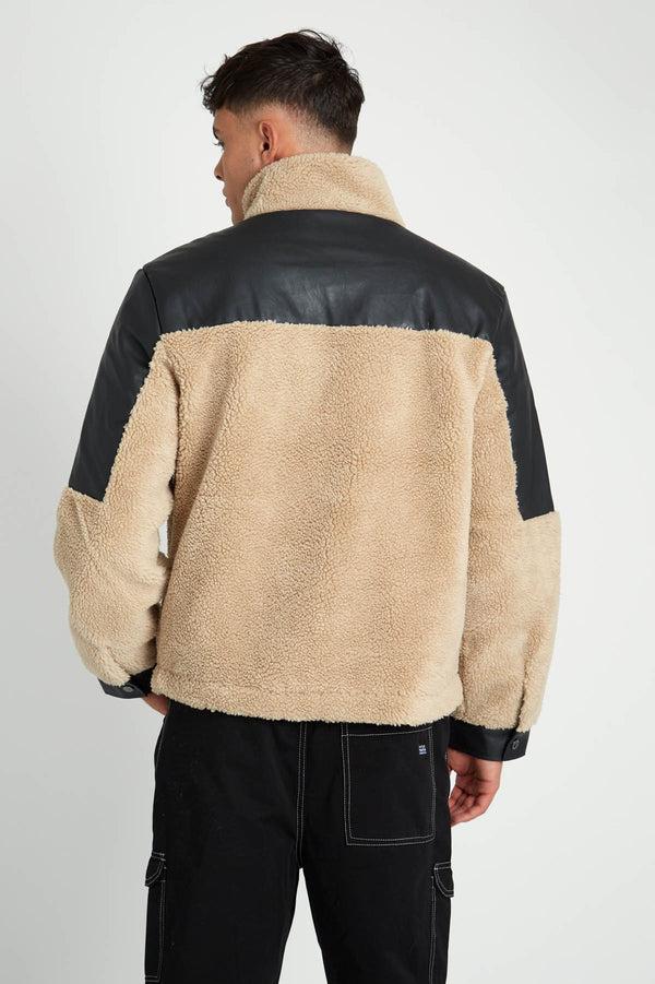 Native Youth BLAKE SHERPA JACKET WITH VEGAN LEATHER TRIM