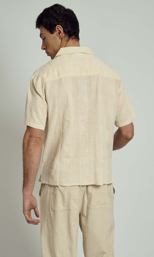 Native Youth BREAM TEXTURED BOXY SHIRT IN GREEN AND STONE