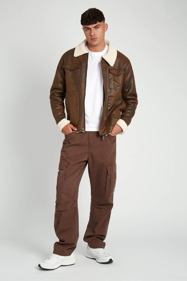 Native Youth CABOT VINTAGE EFFECT FAUX SHEARLING JACKET