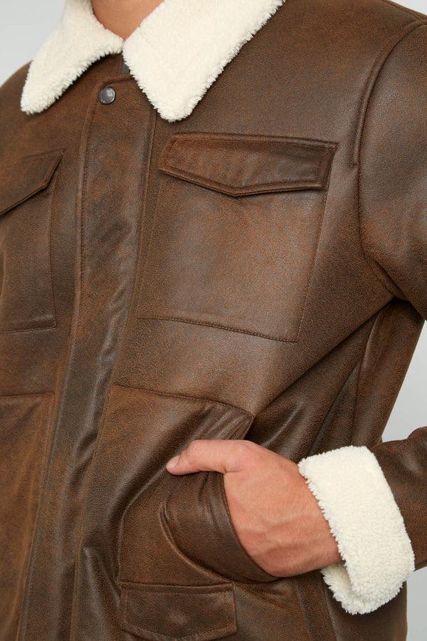 Native Youth CABOT VINTAGE EFFECT FAUX SHEARLING JACKET