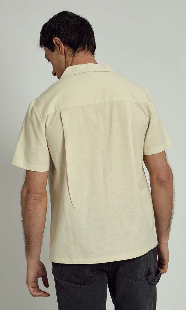 Native Youth CAL REVERE COLLAR EMBROIDERED SHIRT IN NATURAL
