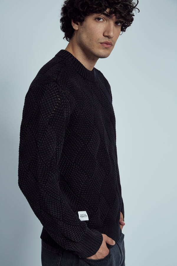 Native Youth CAMPBELL KNITTED ACID WASH WAVE JUMPER