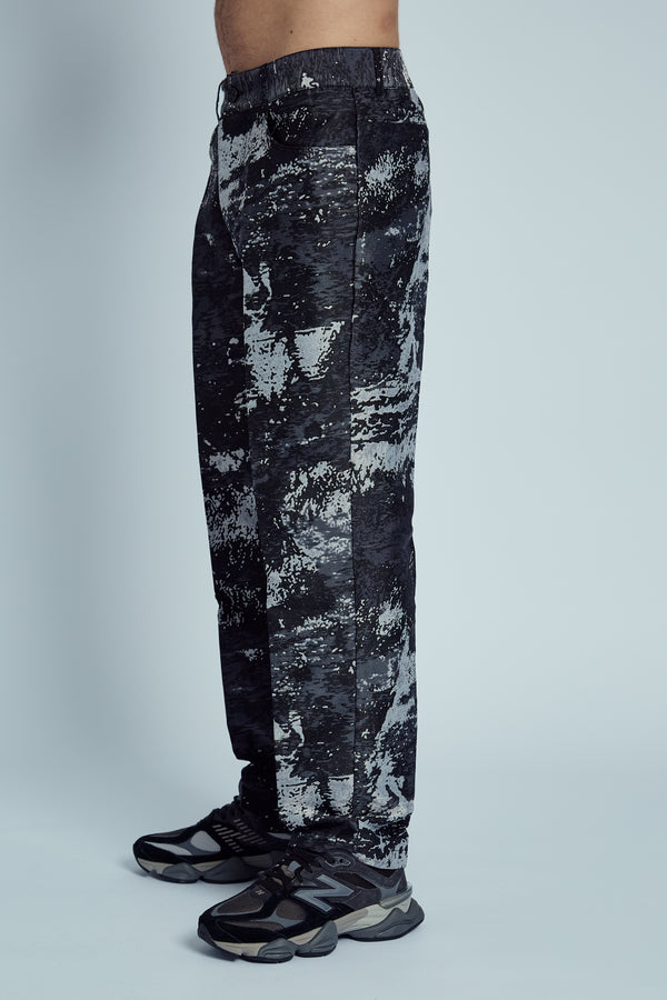 Native Youth CASTELLAN MARBLE EFFECT JACQUARD TROUSERS