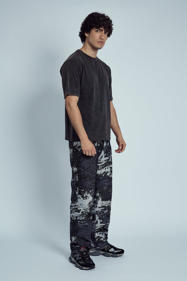 Native Youth CASTELLAN MARBLE EFFECT JACQUARD TROUSERS