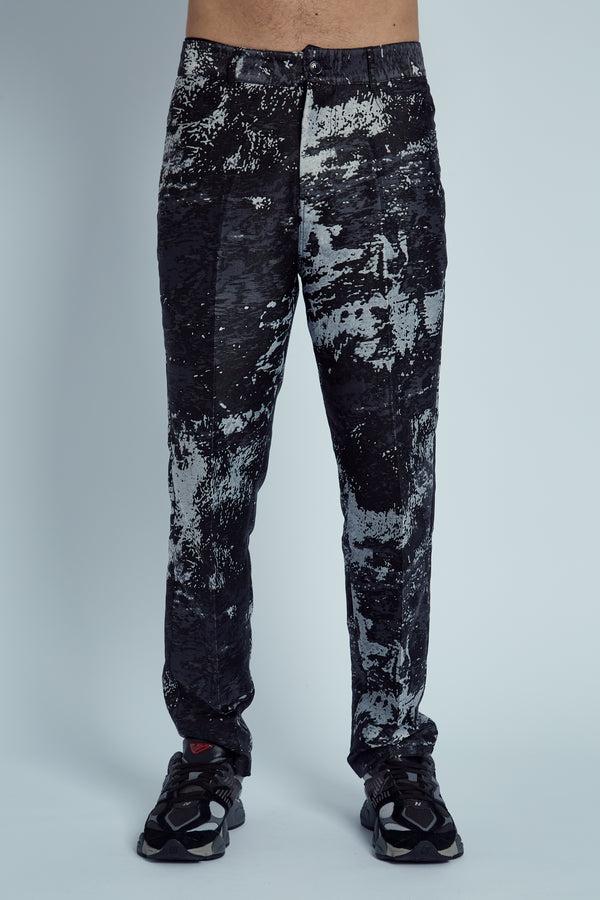 native youth CASTELLAN MARBLE EFFECT JACQUARD TROUSERS